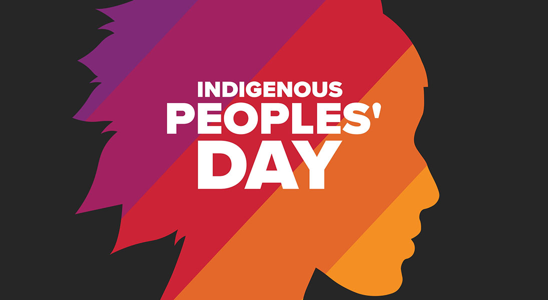 Indigenous Peoples Day. Holiday concept. Template for background, banner, card, poster with text inscription. Vector EPS10 illustration